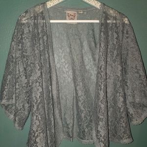 POUT gray vintage floral lace top